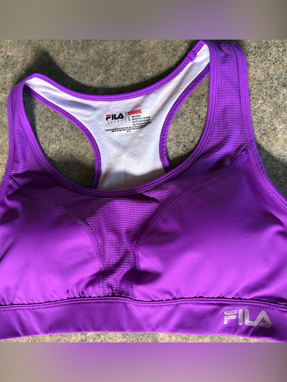 Fila Purple Racerback Sports Bra with Supportive Mesh Panels